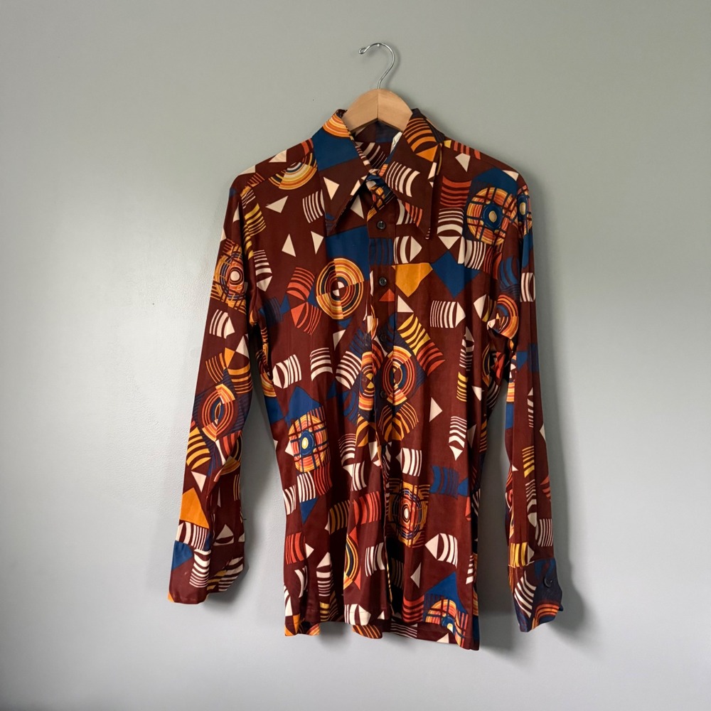 Vintage Unbranded Geometric Psychedelic Disco Shirt Large